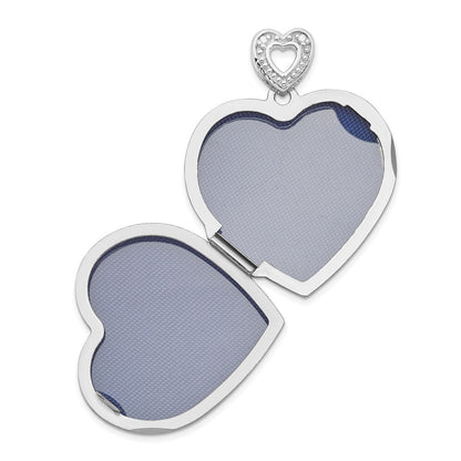 Sterlingsilber Rhodiniert 24mm mit Diamant Vintage Herz Medaillon