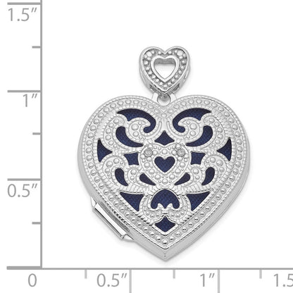 Sterlingsilber Rhodiniert 24mm mit Diamant Vintage Herz Medaillon