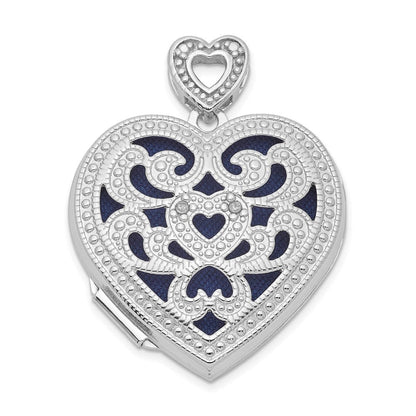 Sterlingsilber Rhodiniert 24mm mit Diamant Vintage Herz Medaillon