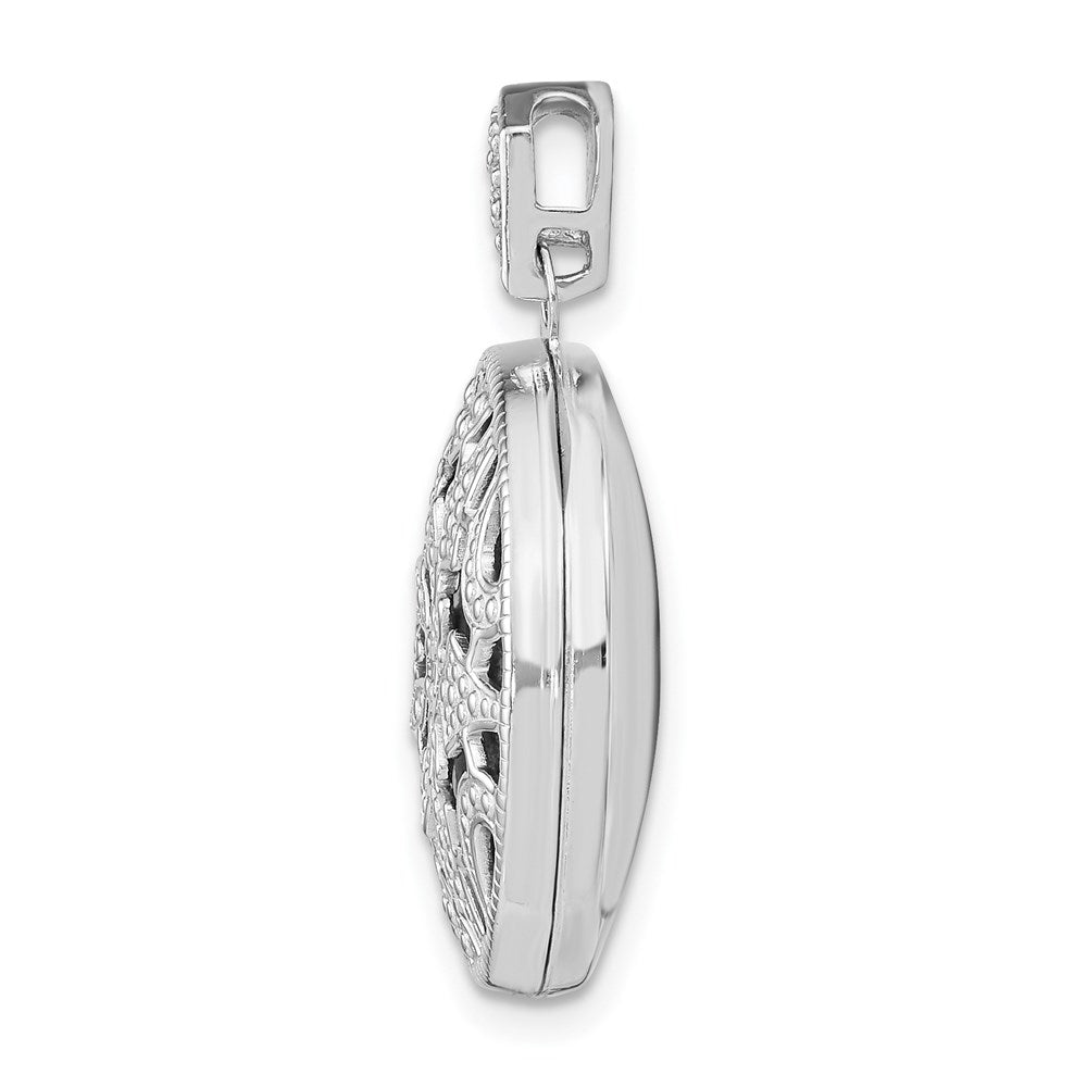 Sterlingsilber Rhodiniert 20mm Rund mit Diamant Vintage Medaillon