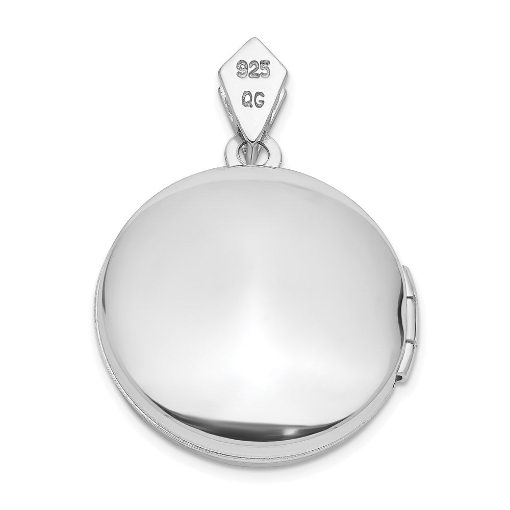 Sterlingsilber Rhodiniert 20mm Rund mit Diamant Vintage Medaillon