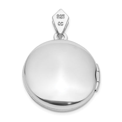Sterlingsilber Rhodiniert 20mm Rund mit Diamant Vintage Medaillon