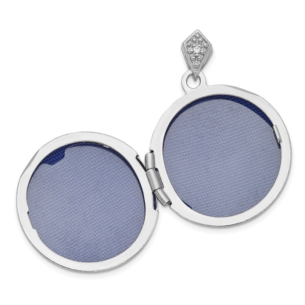 Sterlingsilber Rhodiniert 20mm Rund mit Diamant Vintage Medaillon