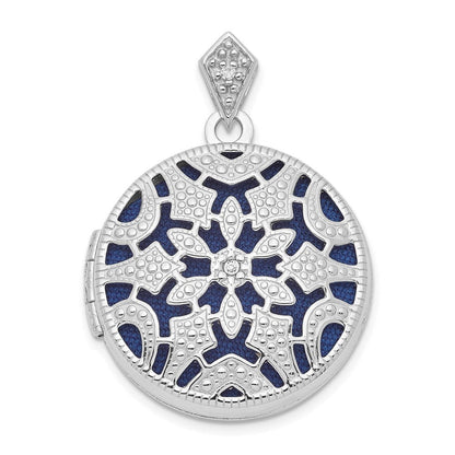 Sterlingsilber Rhodiniert 20mm Rund mit Diamant Vintage Medaillon