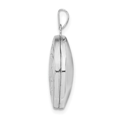 Sterlingsilber Rhodiniert 20mm Rund Blatt Blumen Medaillon