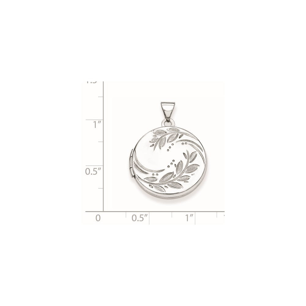 Sterlingsilber Rhodiniert 20mm Rund Blatt Blumen Medaillon