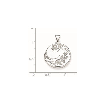 Sterlingsilber Rhodiniert 20mm Rund Blatt Blumen Medaillon