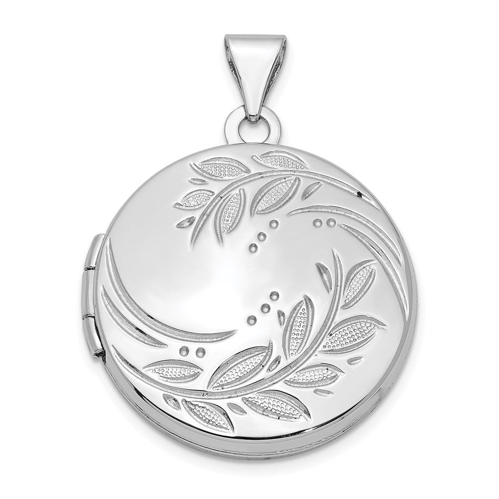 Sterlingsilber Rhodiniert 20mm Rund Blatt Blumen Medaillon