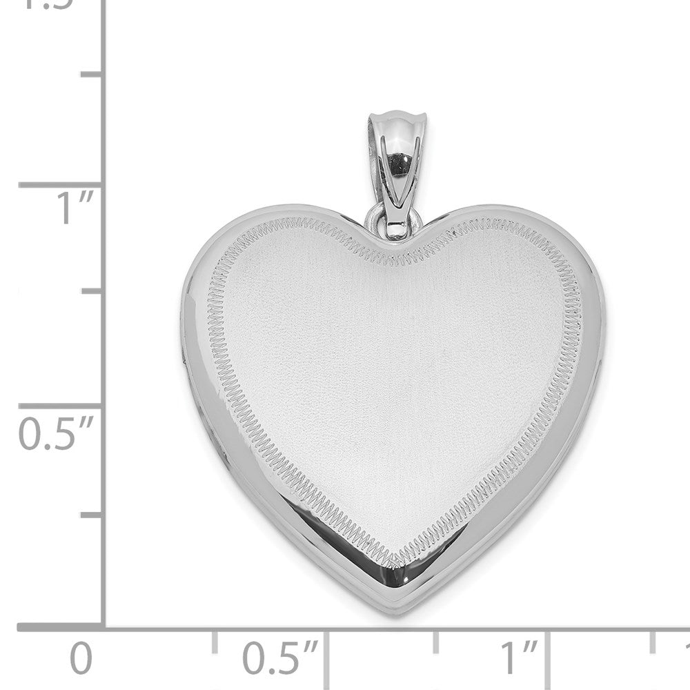 Sterlingsilber Rhodiniert Poliert & Satiniert Herz Medaillon