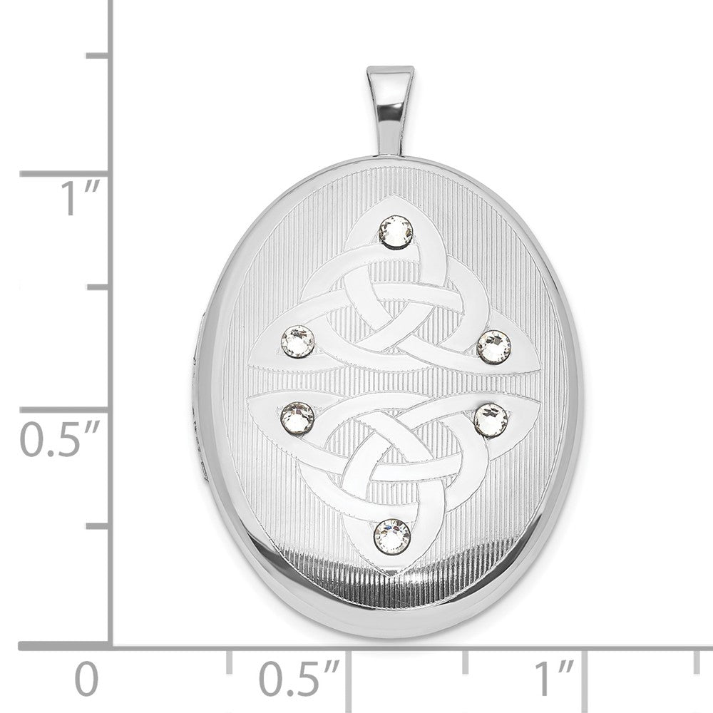 Sterlingsilber Poliert Kristall Dreifaltigkeit Oval Medaillon