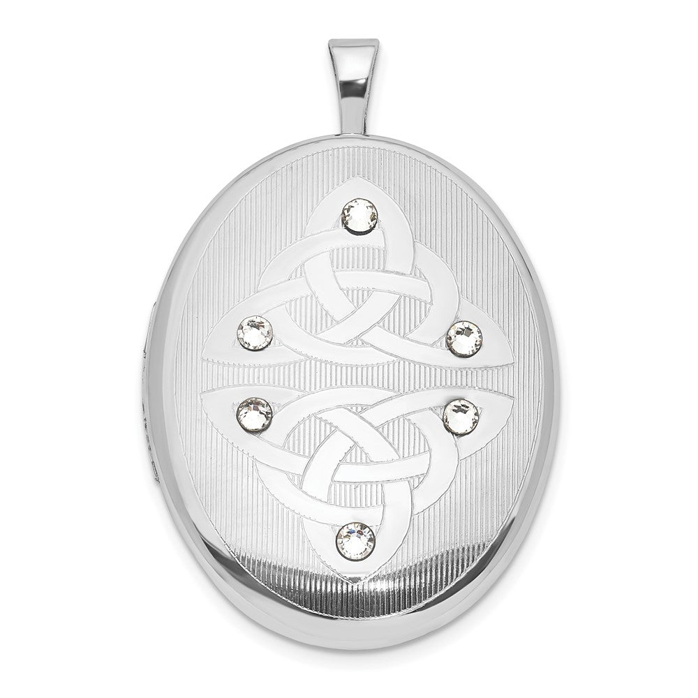 Sterlingsilber Poliert Kristall Dreifaltigkeit Oval Medaillon