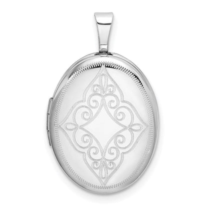 Sterlingsilber Rhodiniert Ranke Oval Medaillon