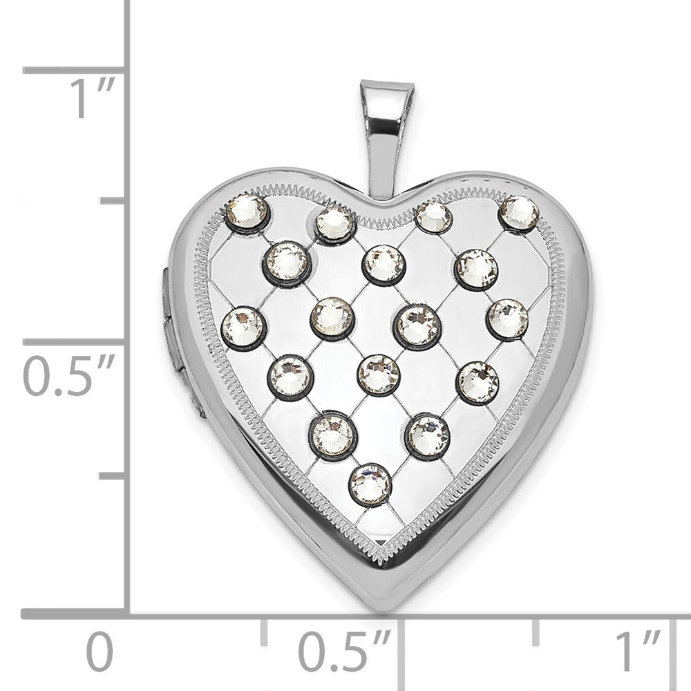 Sterlingsilber Poliert Kristall Herz Medaillon