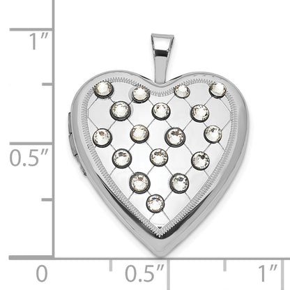 Sterlingsilber Poliert Kristall Herz Medaillon
