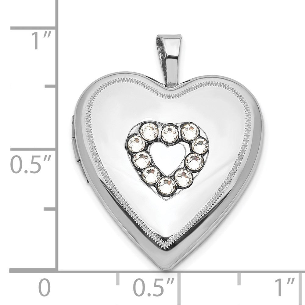 Sterlingsilber Poliert Kristall Herz Medaillon