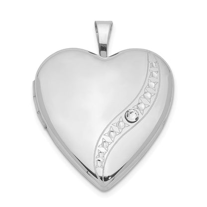 Sterlingsilber Rhodiniert Kristall Herz Medaillon