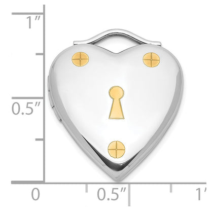 Sterlingsilber & Vergoldet Poliert 20mm Schloss Herz Medaillon