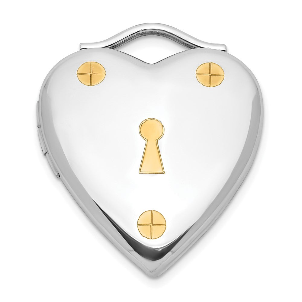 Sterlingsilber & Vergoldet Poliert 20mm Schloss Herz Medaillon