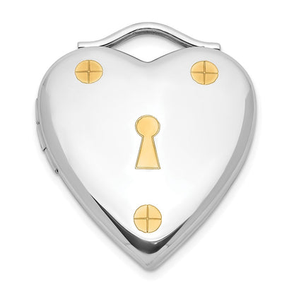 Sterlingsilber & Vergoldet Poliert 20mm Schloss Herz Medaillon
