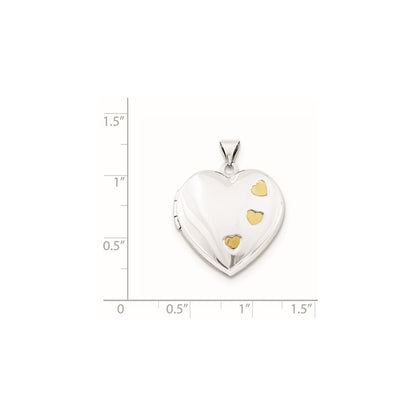 Sterlingsilber Rhodiniert mit Gold-plating Herz Medaillon