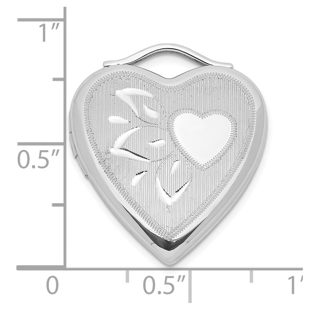 Sterlingsilber Diamantiert Strukturiert & Poliert Herz Medaillon