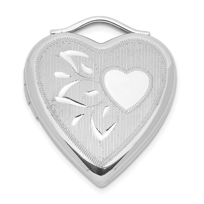 Sterlingsilber Diamantiert Strukturiert & Poliert Herz Medaillon