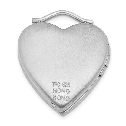 Sterlingsilber Poliert Diamant I Liebe You Herz Medaillon
