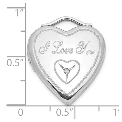 Sterlingsilber Poliert Diamant I Liebe You Herz Medaillon