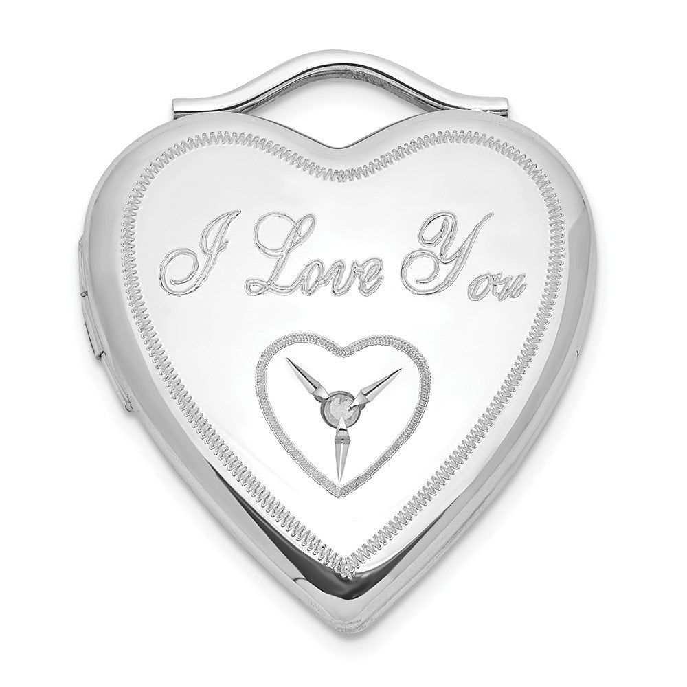 Sterlingsilber Poliert Diamant I Liebe You Herz Medaillon