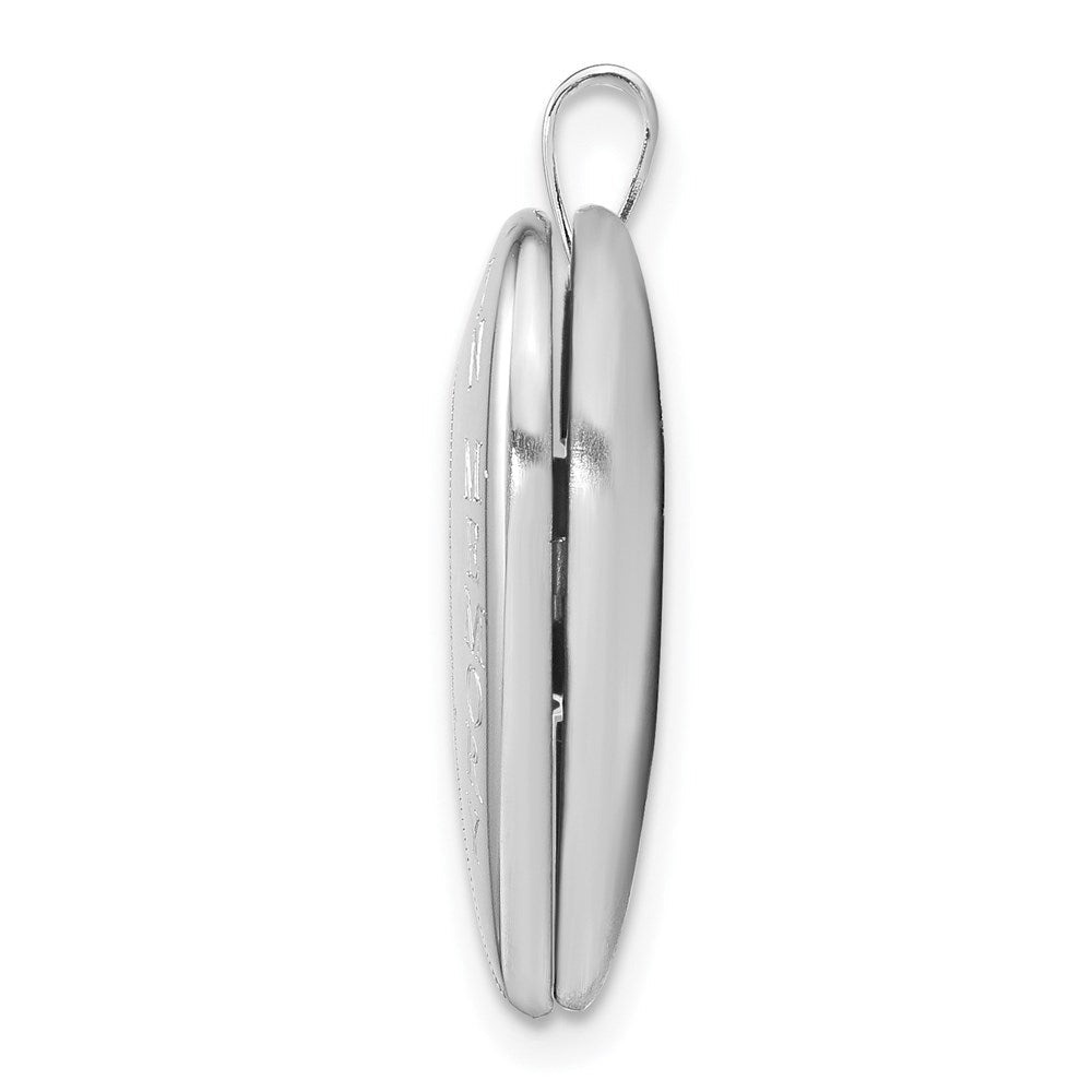 Sterlingsilber Rhodiniert Diamant Satiniert/polished in Erinnerung Herz Medaillon