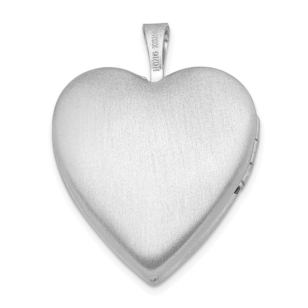 Sterlingsilber Rhodiniert Diamant Satiniert/polished in Erinnerung Herz Medaillon