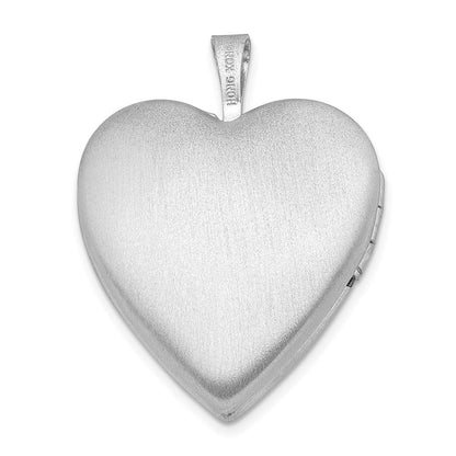 Sterlingsilber Rhodiniert Diamant Satiniert/polished in Erinnerung Herz Medaillon