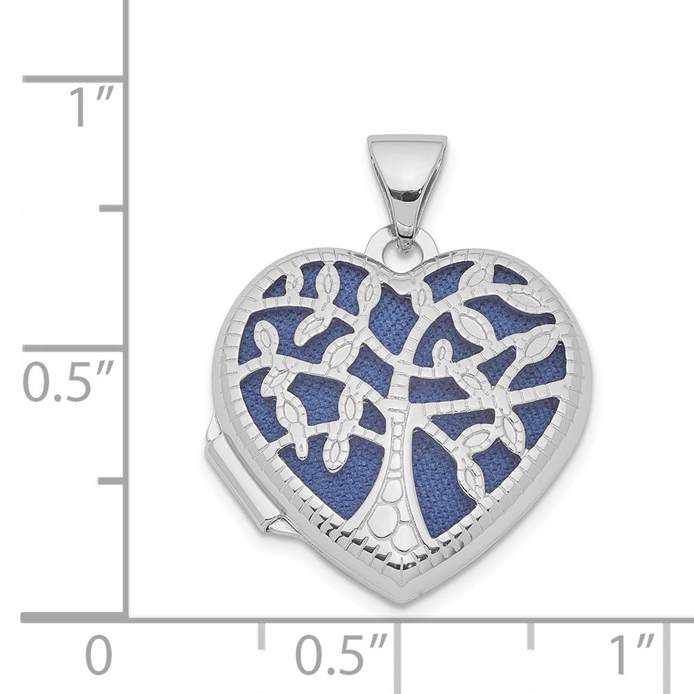 Sterlingsilber Rhodiniert 18mm Filigran Baum Herz Medaillon