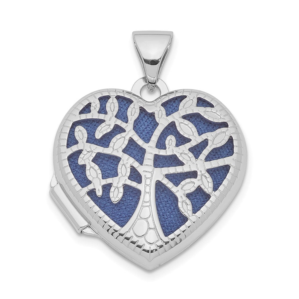 Sterlingsilber Rhodiniert 18mm Filigran Baum Herz Medaillon