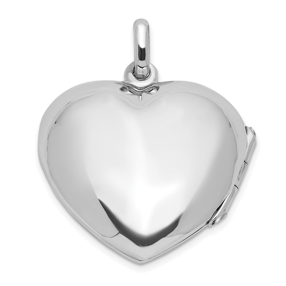 Sterlingsilber Rhodiniert Poliert Sparkle Herz Medaillon