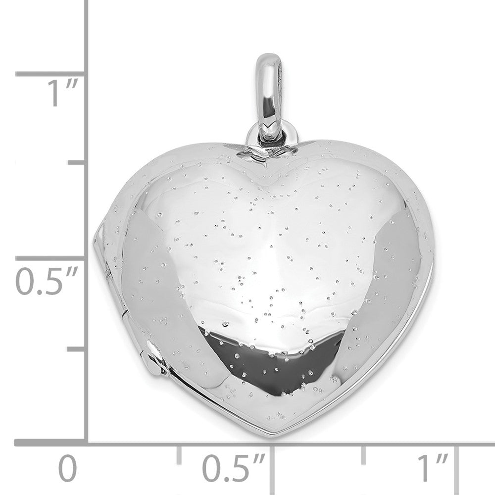 Sterlingsilber Rhodiniert Poliert Sparkle Herz Medaillon