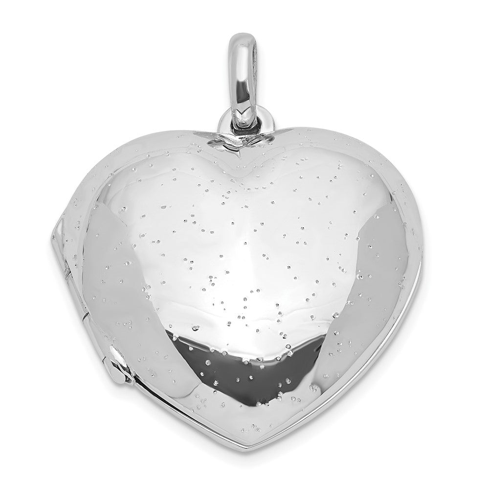 Sterlingsilber Rhodiniert Poliert Sparkle Herz Medaillon