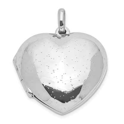 Sterlingsilber Rhodiniert Poliert Sparkle Herz Medaillon