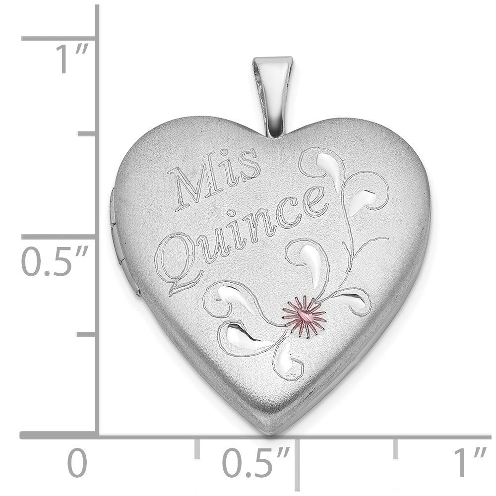 Sterlingsilber Satiniert & Diamantiert Emailliert Mis Quince Herz Medaillon
