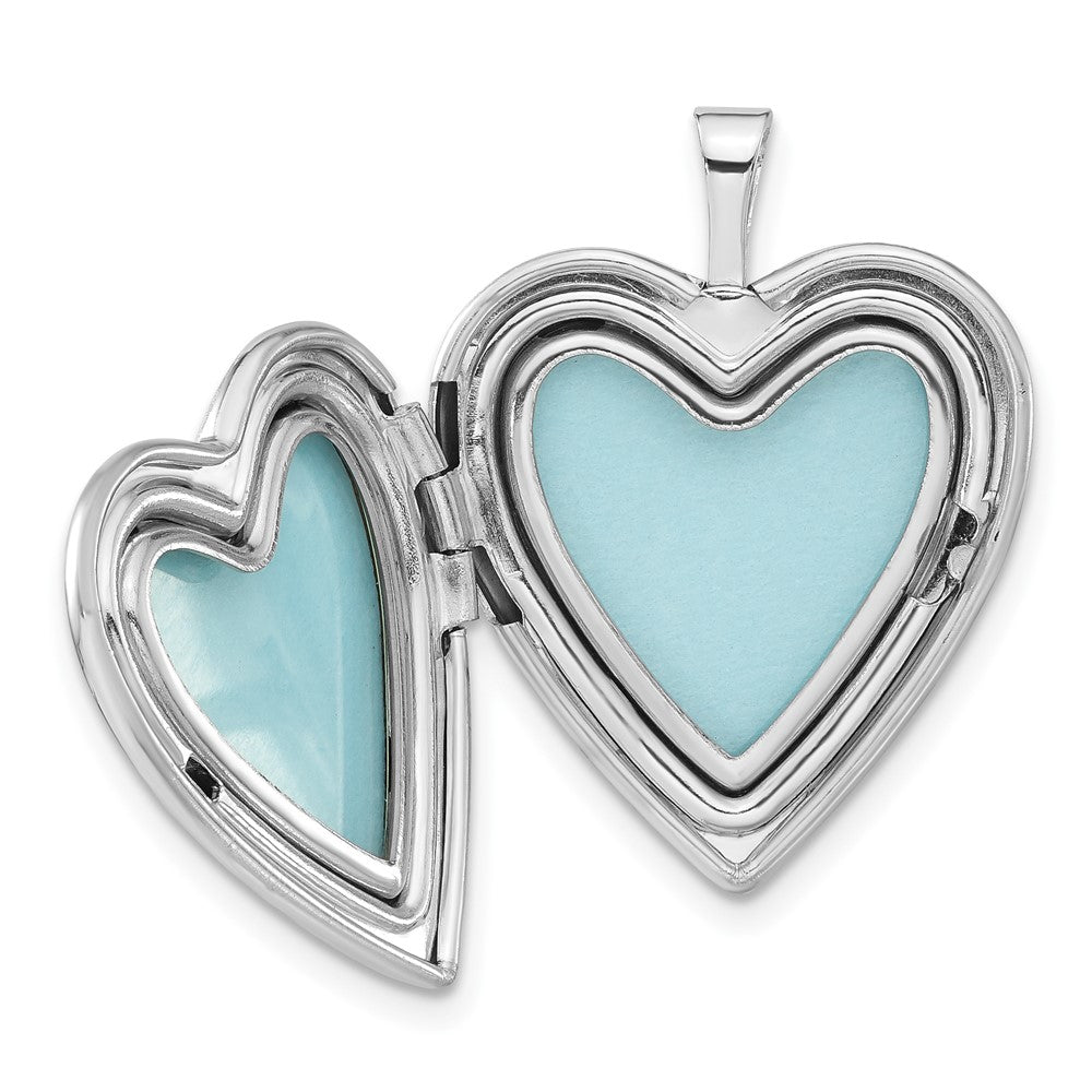 Sterlingsilber Poliert & Satiniert 20mm Emailliert Rose Te Amo Herz Medaillon
