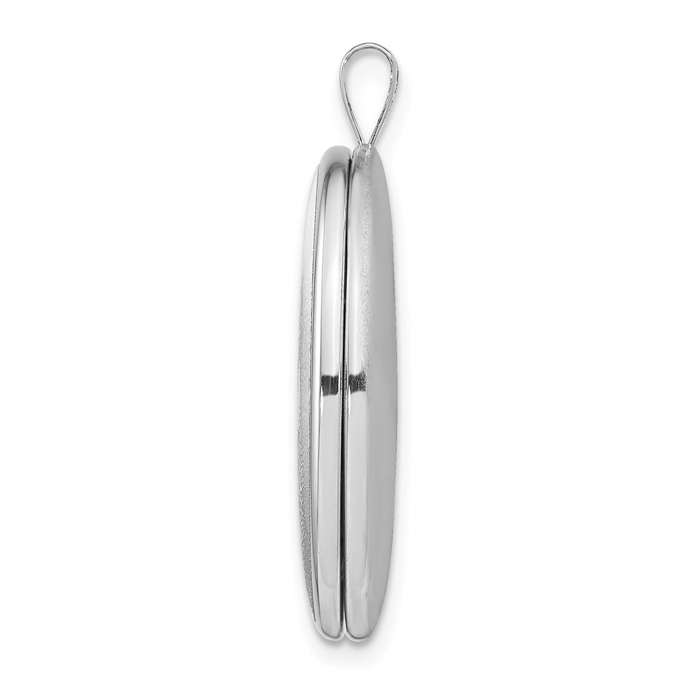 Sterlingsilber Rhodiniert Strukturiert & Poliert Paw Druck 26mm Oval Medaillon