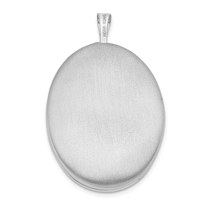 Sterlingsilber Rhodiniert Strukturiert & Poliert Paw Druck 26mm Oval Medaillon