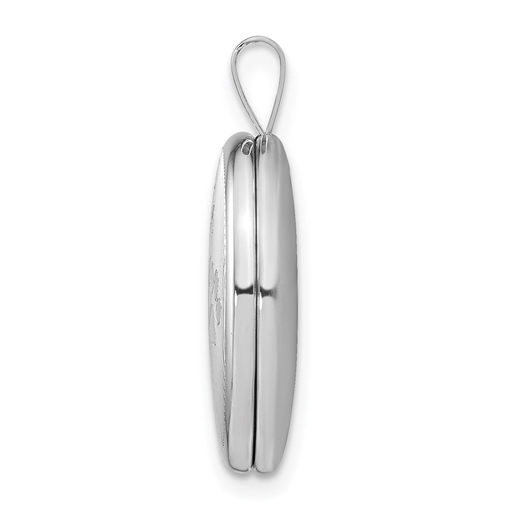 Sterlingsilber Rhodiniert Satiniert & Poliert Paw Prints 19mm Oval Medaillon