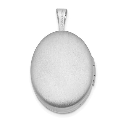 Sterlingsilber Rhodiniert Satiniert & Poliert Paw Prints 19mm Oval Medaillon
