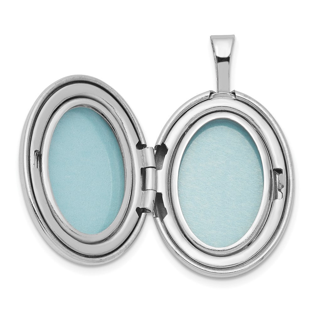 Sterlingsilber Rhodiniert Satiniert & Poliert Paw Prints 19mm Oval Medaillon