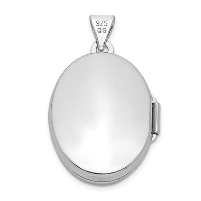 Sterlingsilber Rhodiniert Oval Baum Medaillon