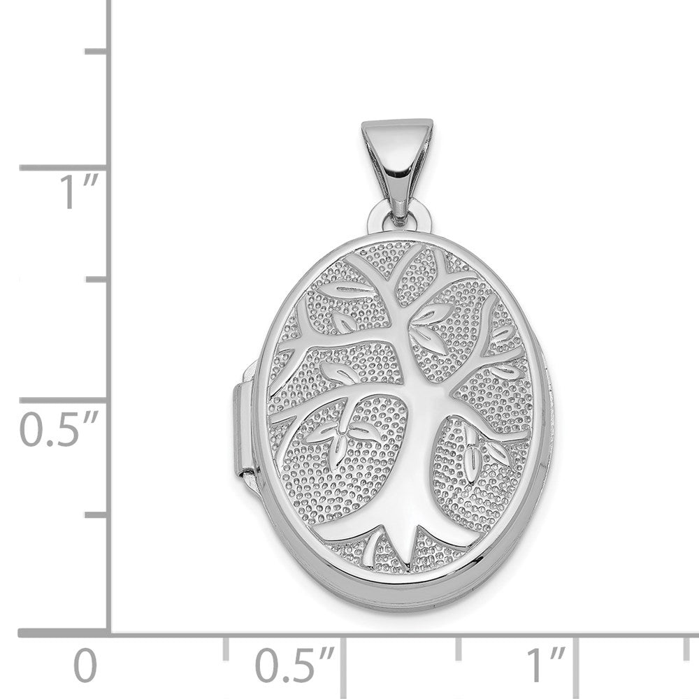 Sterlingsilber Rhodiniert Oval Baum Medaillon