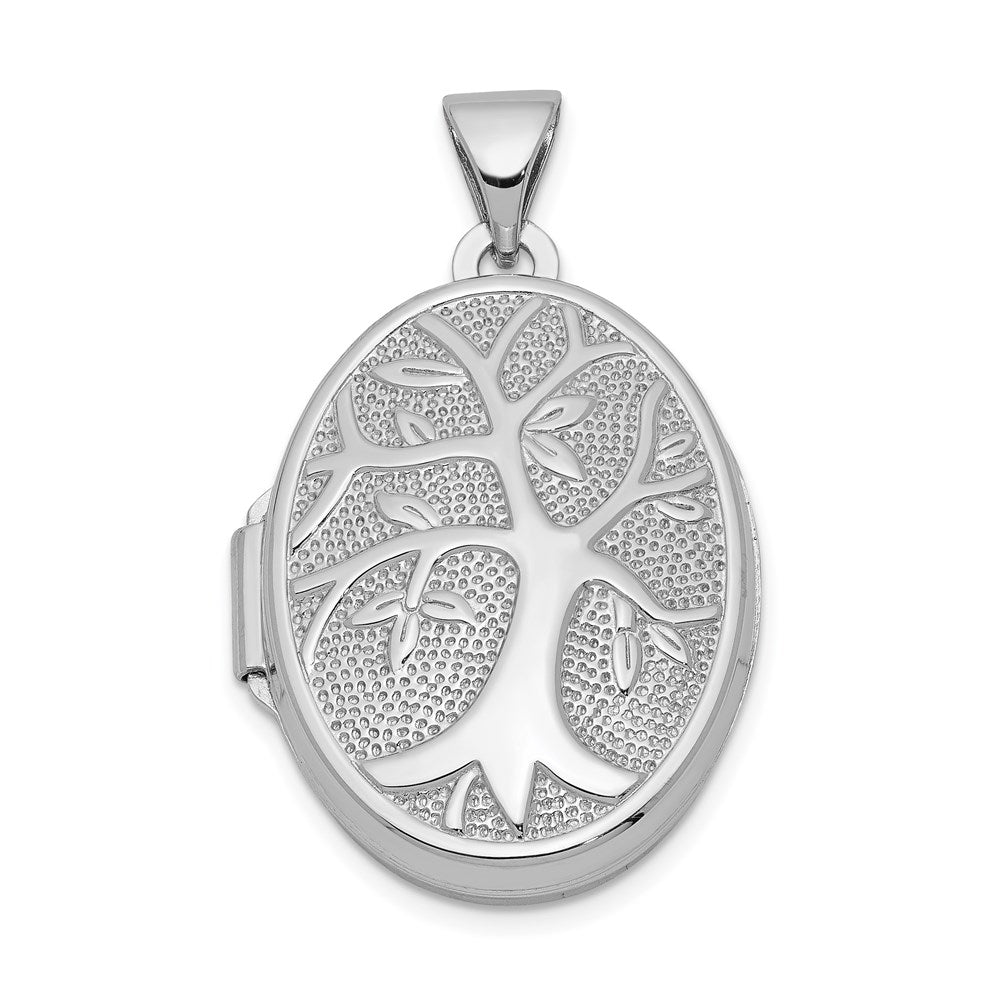 Sterlingsilber Rhodiniert Oval Baum Medaillon