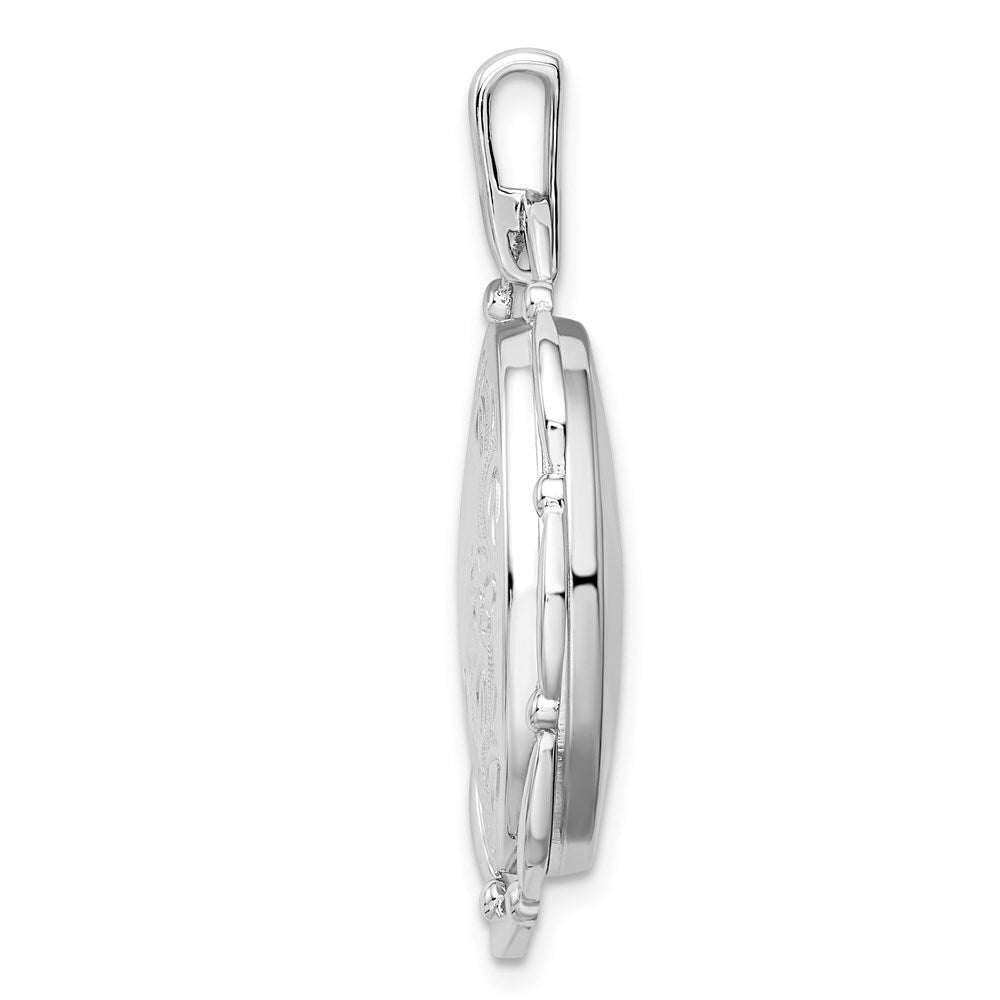 Sterlingsilber Rhodiniert 21x16mm Blumen Oval Medaillon