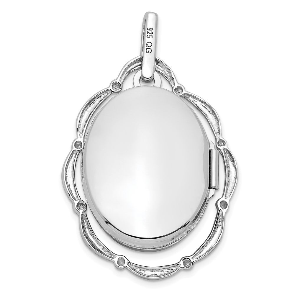 Sterlingsilber Rhodiniert 21x16mm Blumen Oval Medaillon
